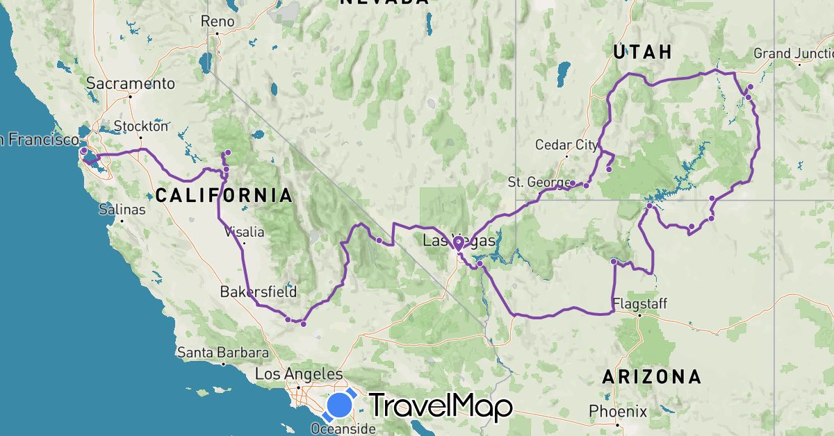 TravelMap itinerary: mustang in United States (North America)