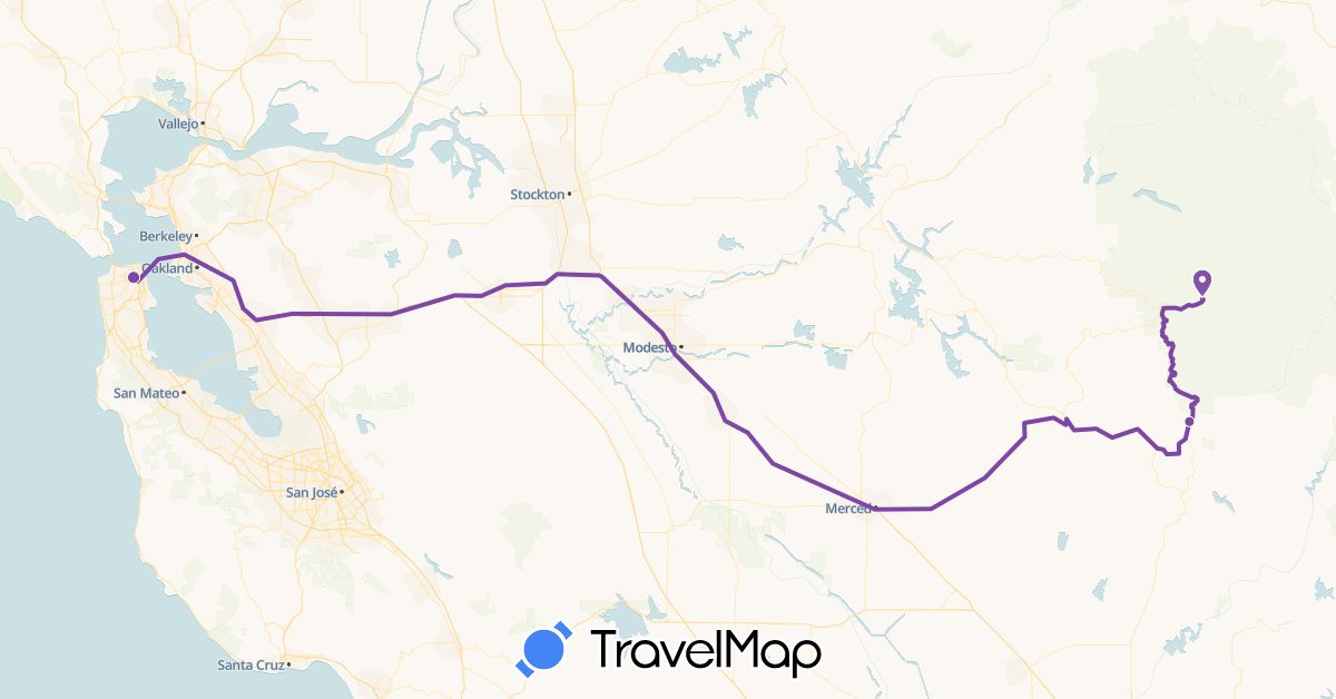 TravelMap itinerary: driving, mustang in United States (North America)
